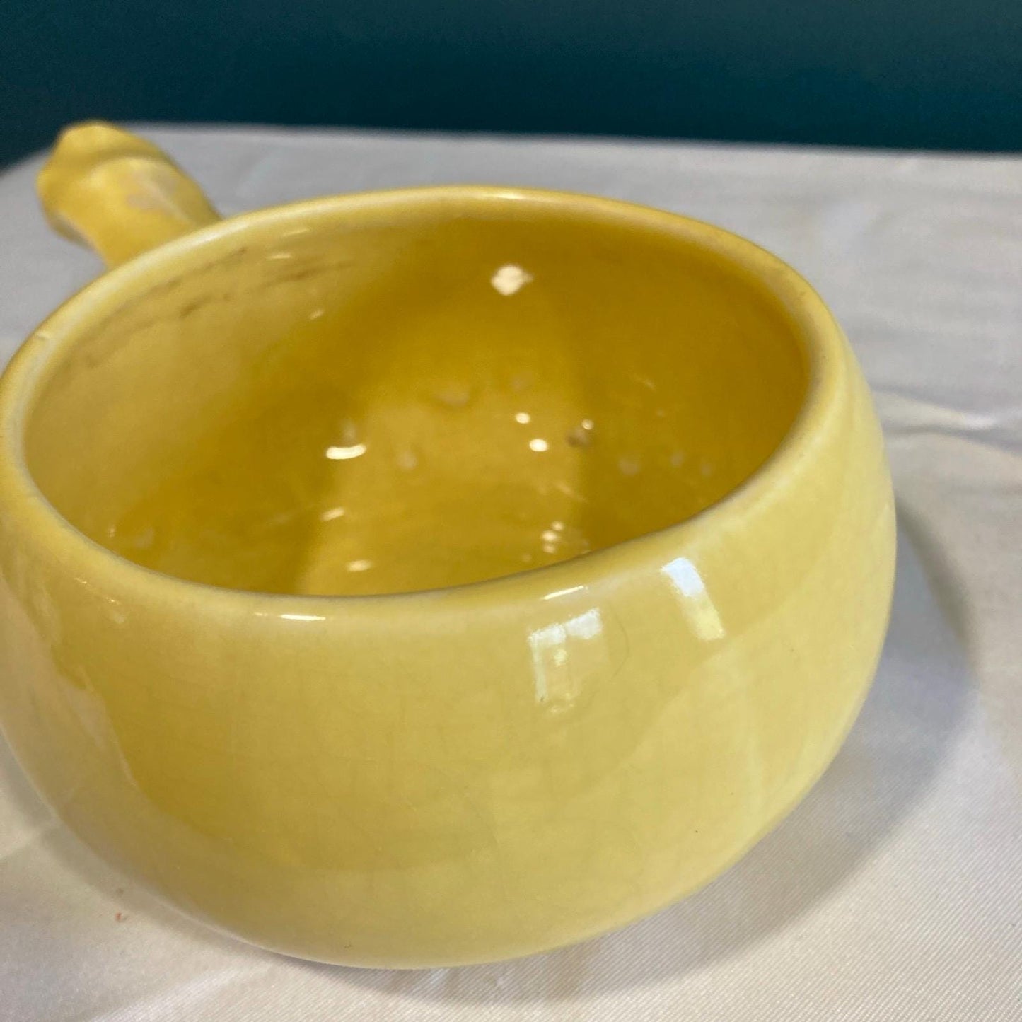 Vintage McCoy Pottery Yellow Bowl with Handle