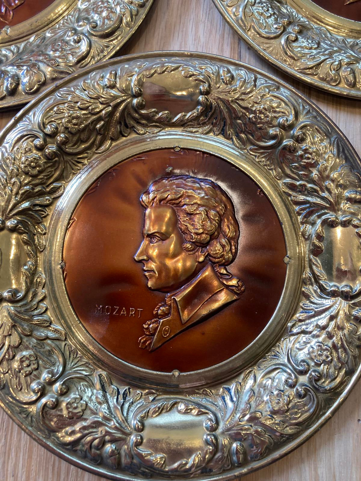 Set of 10 Brass & Copper Composer Plates Made in England - Vintage Finds