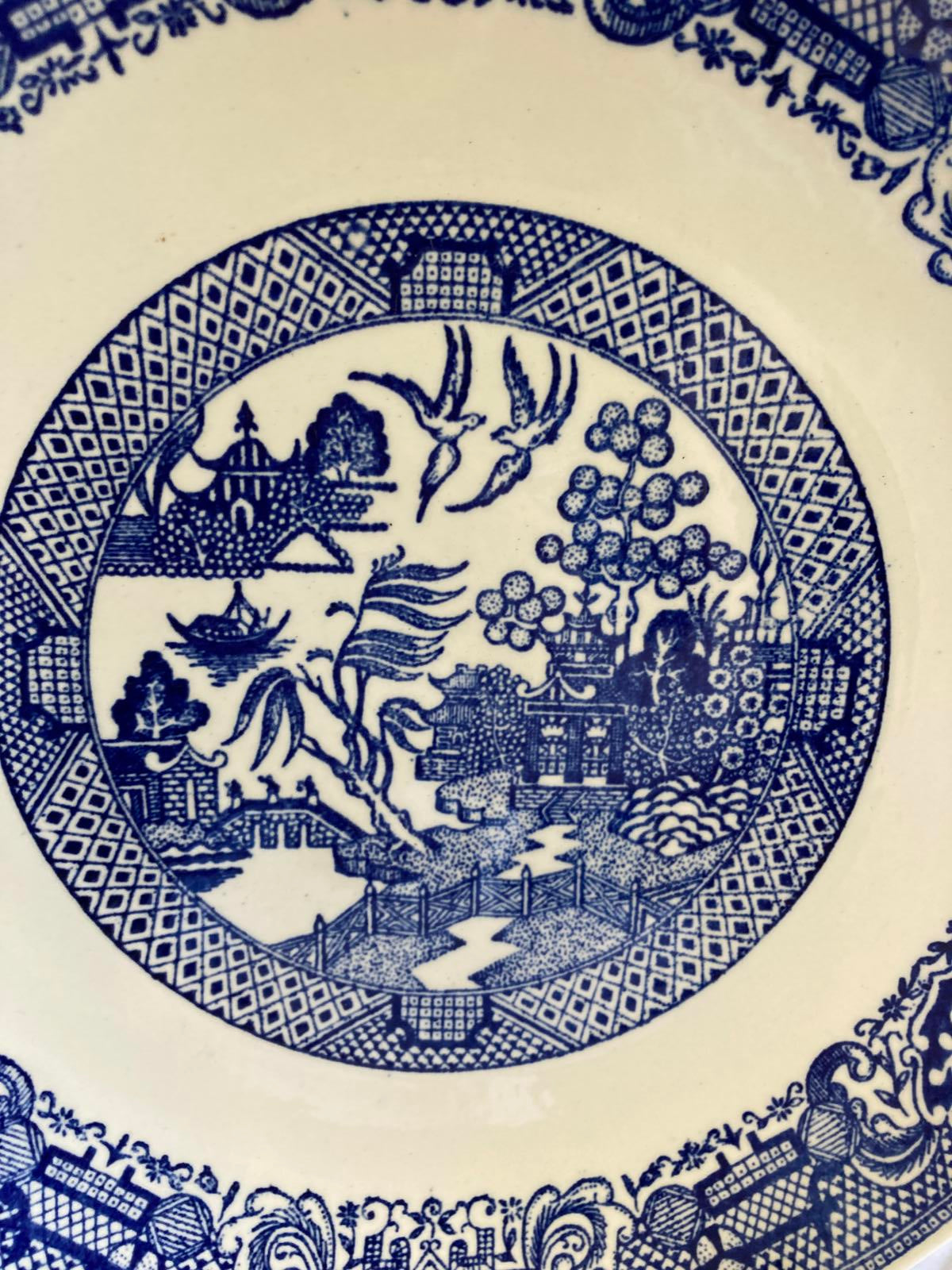 Vintage Blue Willow Ware Style Transferware Plate