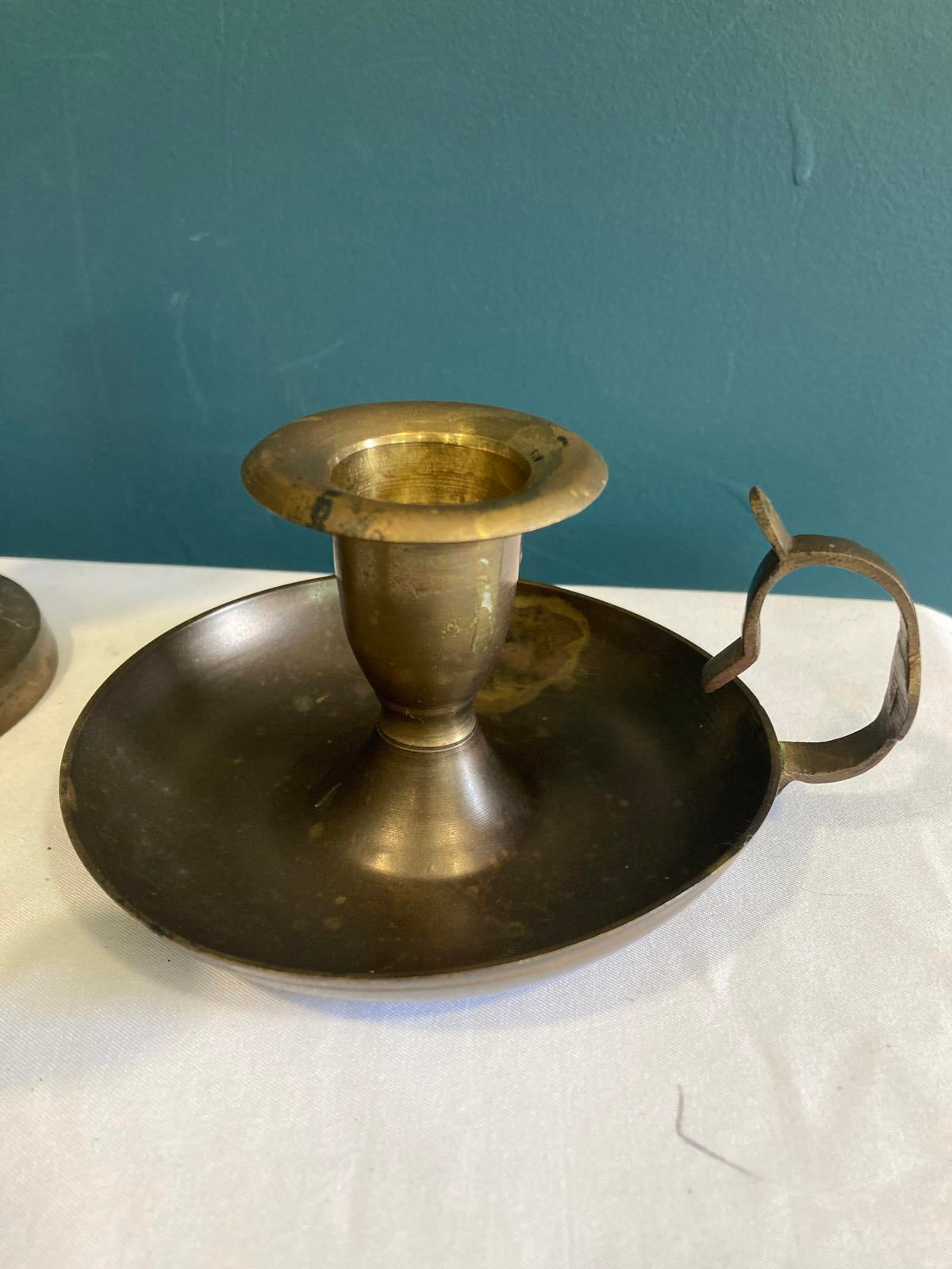 MIdcentury Brass Candlestick Holders – Mismatched Set of 5