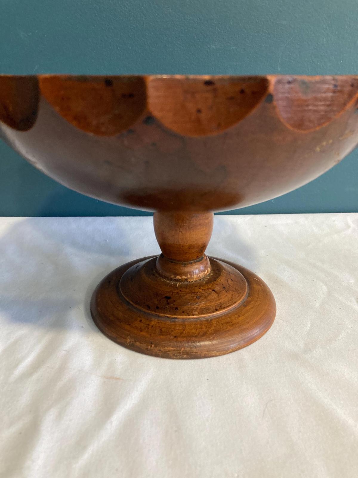 Midcentury Modern Solid Cherry Pedestal Bowl by Woodcraftery