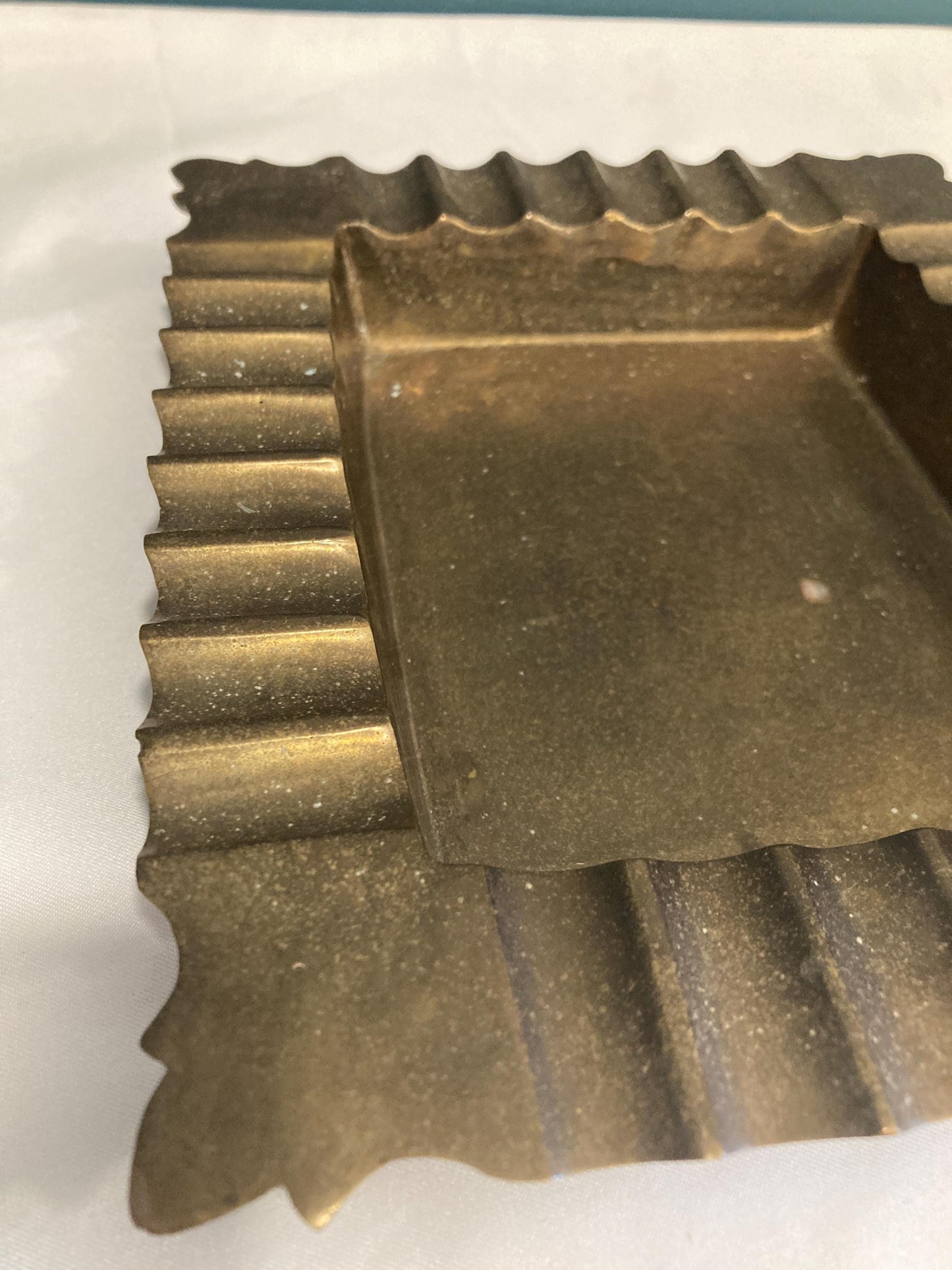 Vintage Solid Heavy Brass Cigar Ashtray Console Tray