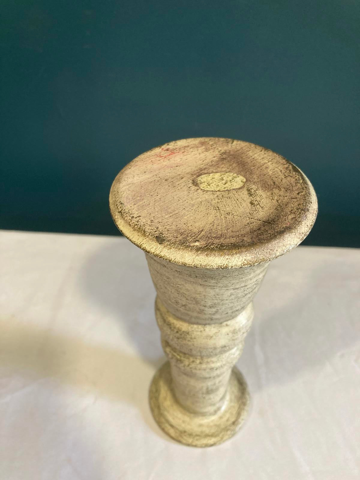Vintage Rustic Whitewashed Ceramic Candle Holder