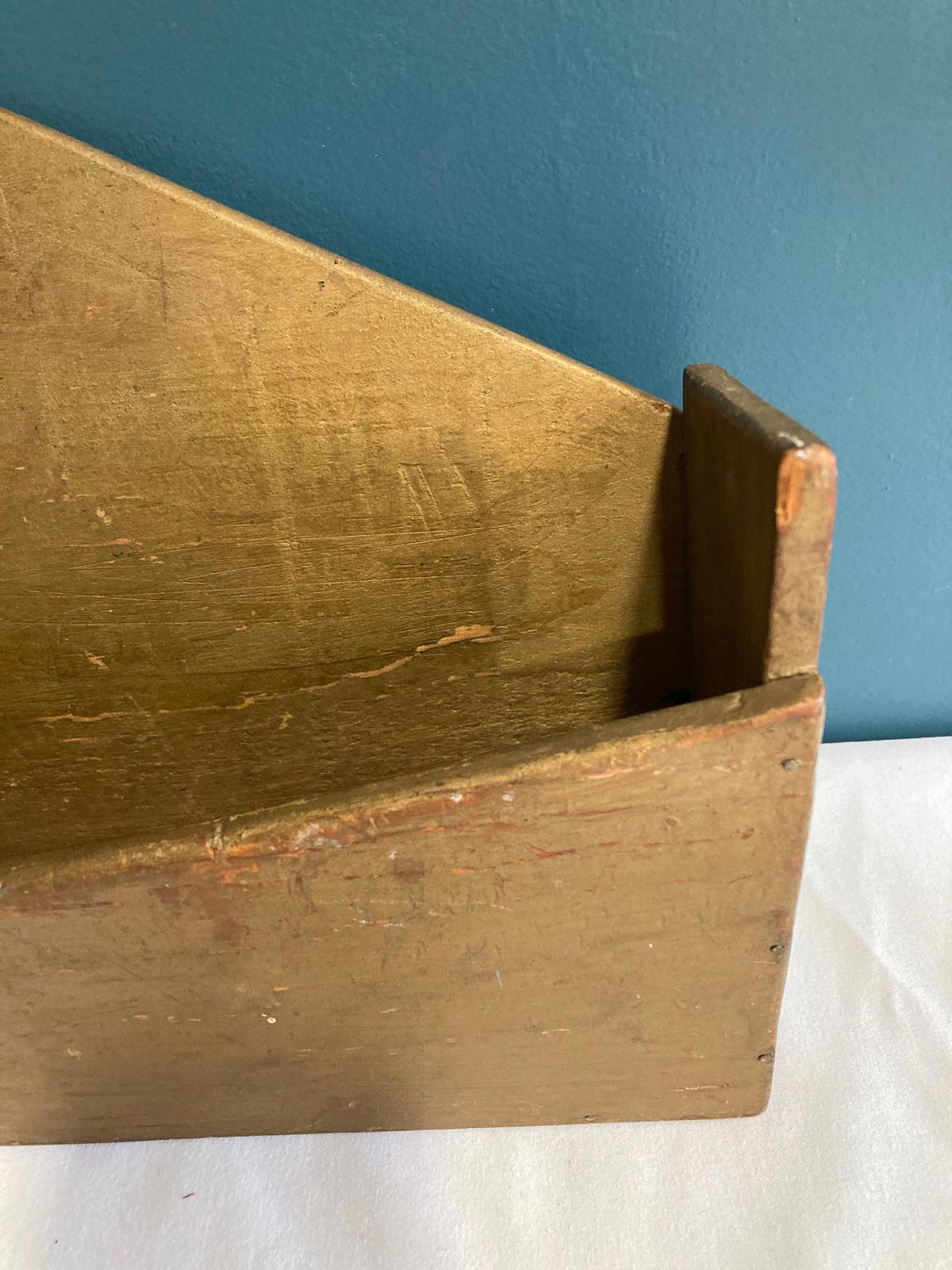 Vintage Gold Painted Solid Wood Wall Pocket
