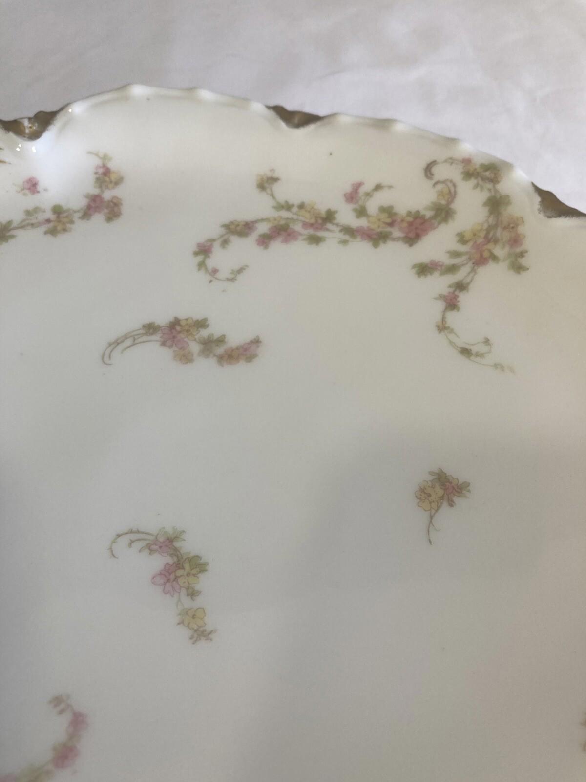 Oval Haviland & Co Limoges France Platter With Pink Roses and Gold Trim 10.25”