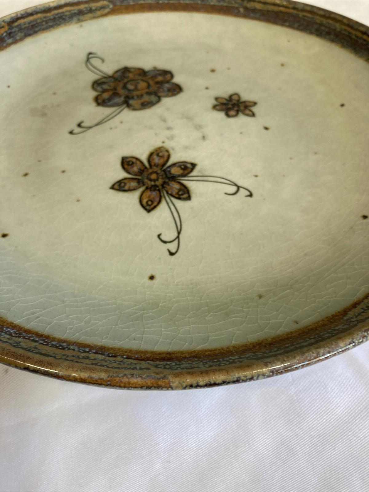 Vintage Ken Edwards Tonala Pottery Plate – Hand-Painted Vera Cruz Flowers – 11"