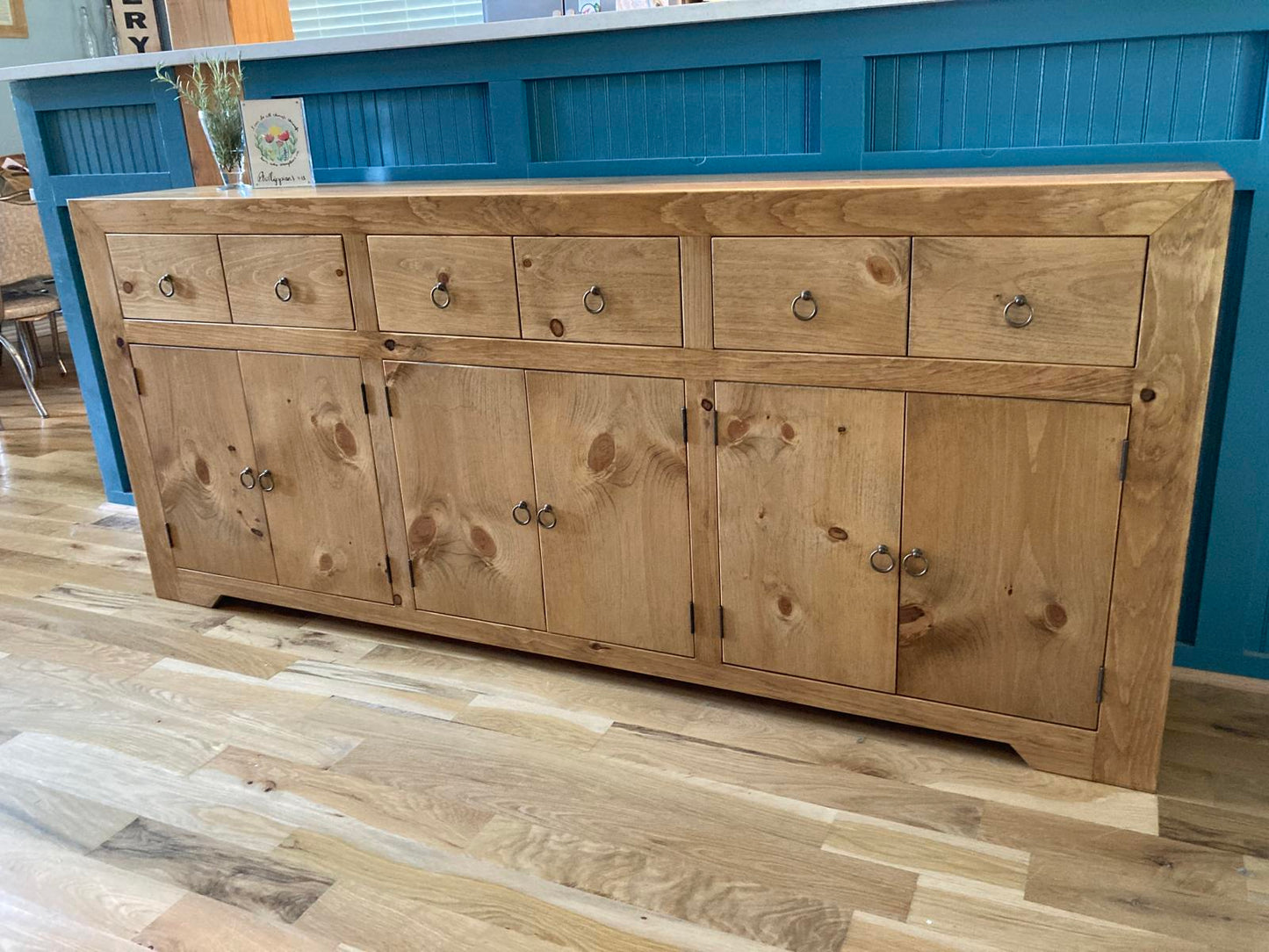 New Handcrafted Solid Wood Sideboard Buffet with Six Drawers
