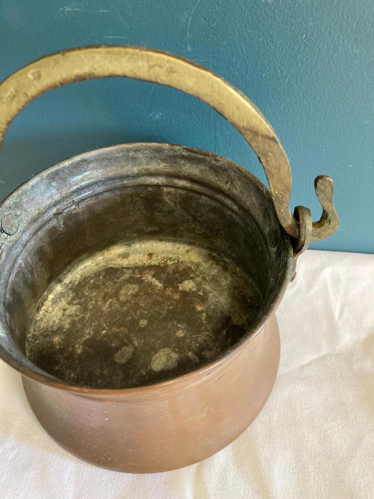 Antique Copper Pot with Brass Handle