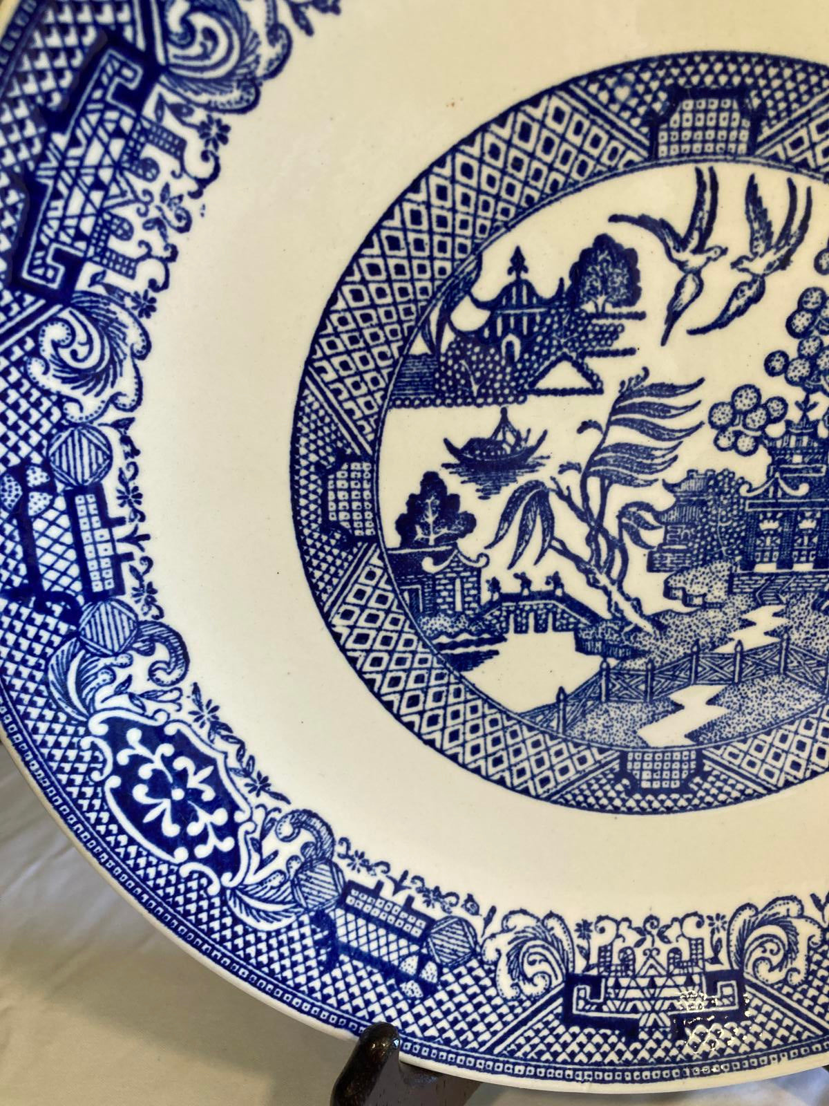 Vintage Blue Willow Ware Style Transferware Plate