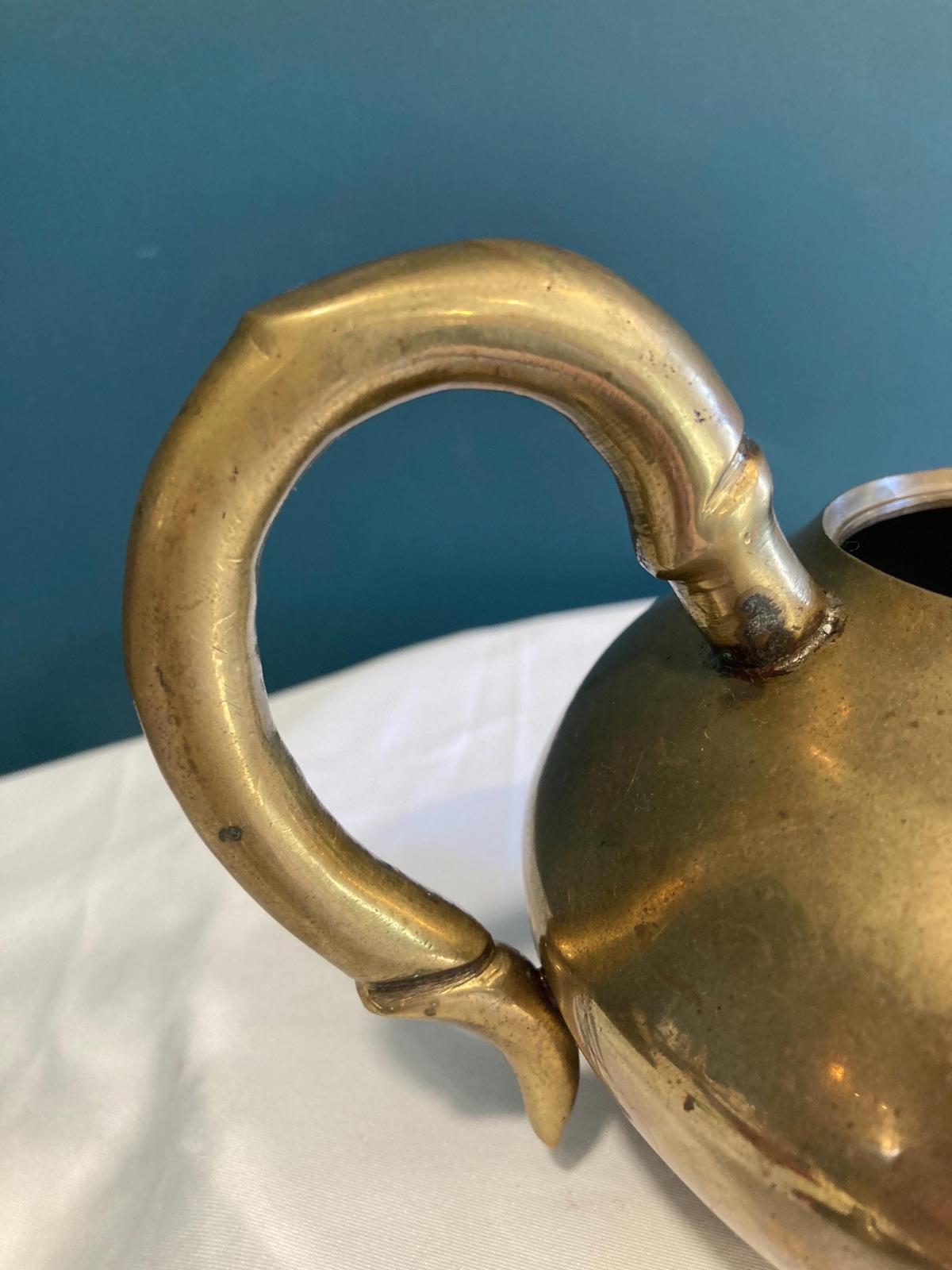 Mid-Century Brass Teapot with Lid