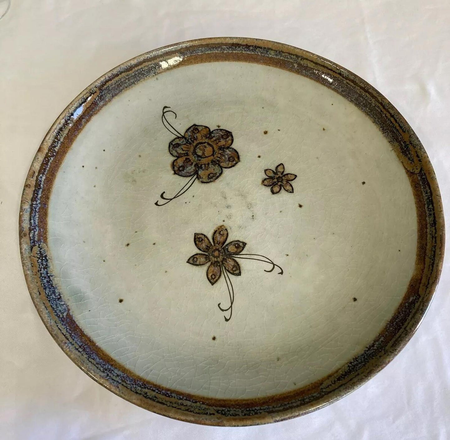 Vintage Ken Edwards Tonala Pottery Plate – Hand-Painted Vera Cruz Flowers – 11"