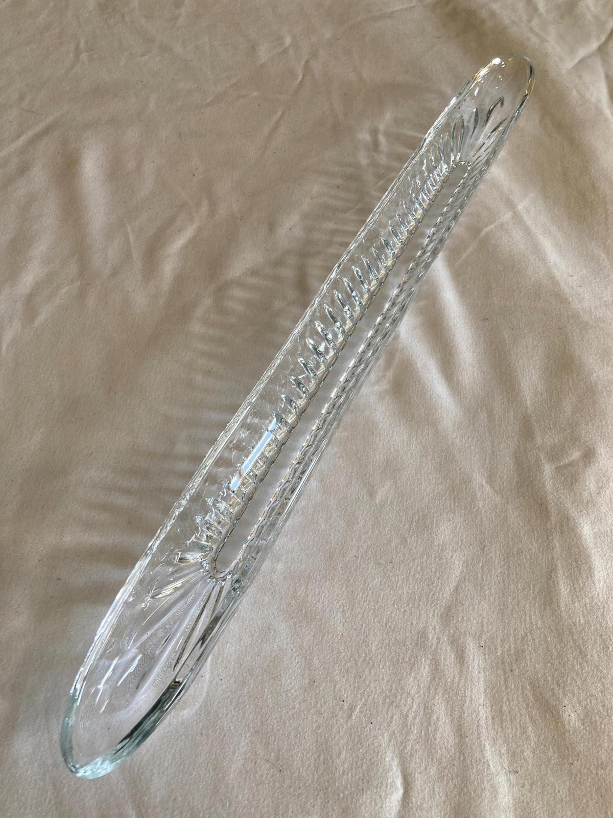 Midcentury Cut Glass Olive Dish 15.75”