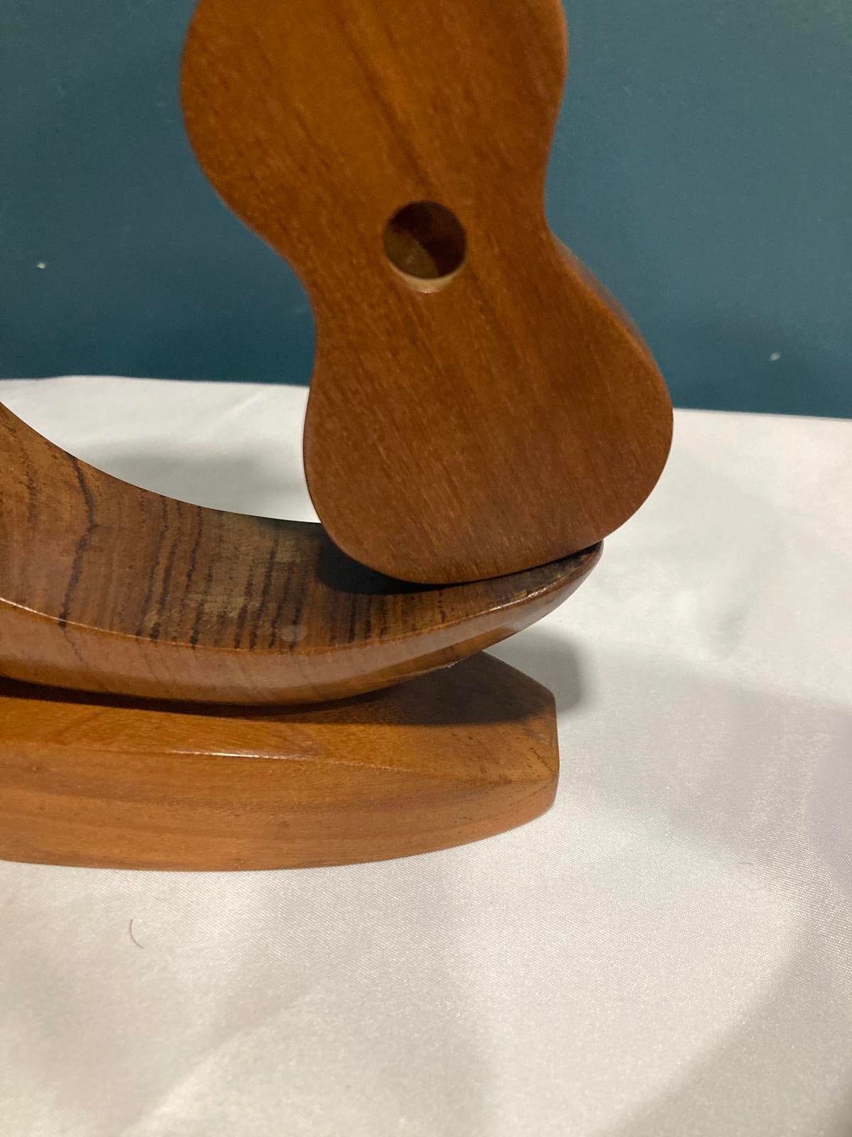 Vintage Wooden Harp & Guitar Bookends or Sculptures