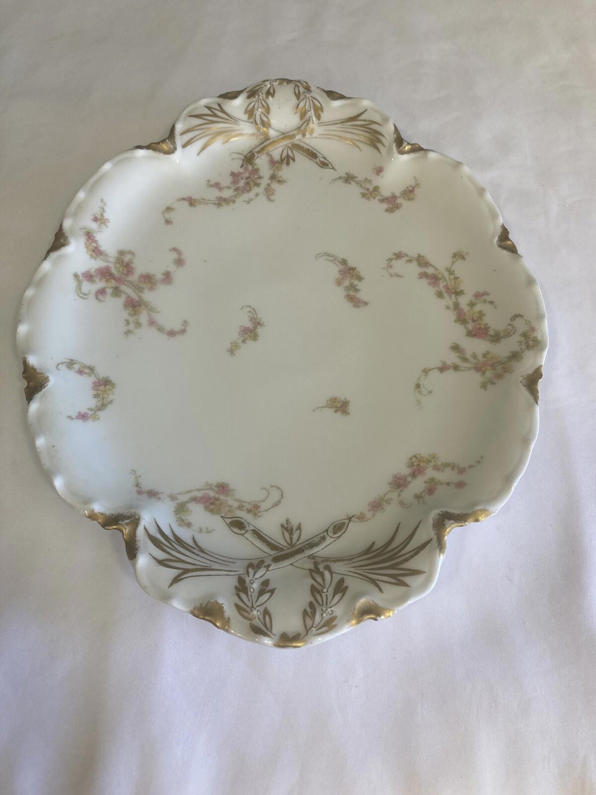 Oval Haviland & Co Limoges France Platter With Pink Roses and Gold Trim 10.25”