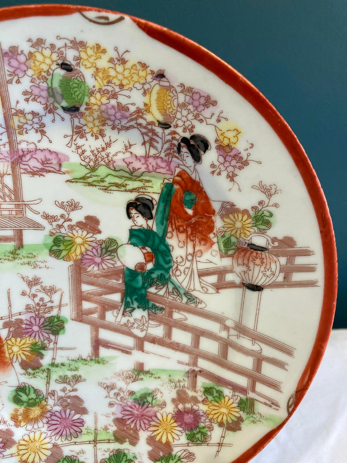 Hand-Painted Japanese Geisha Scene Plate – Vintage Finds