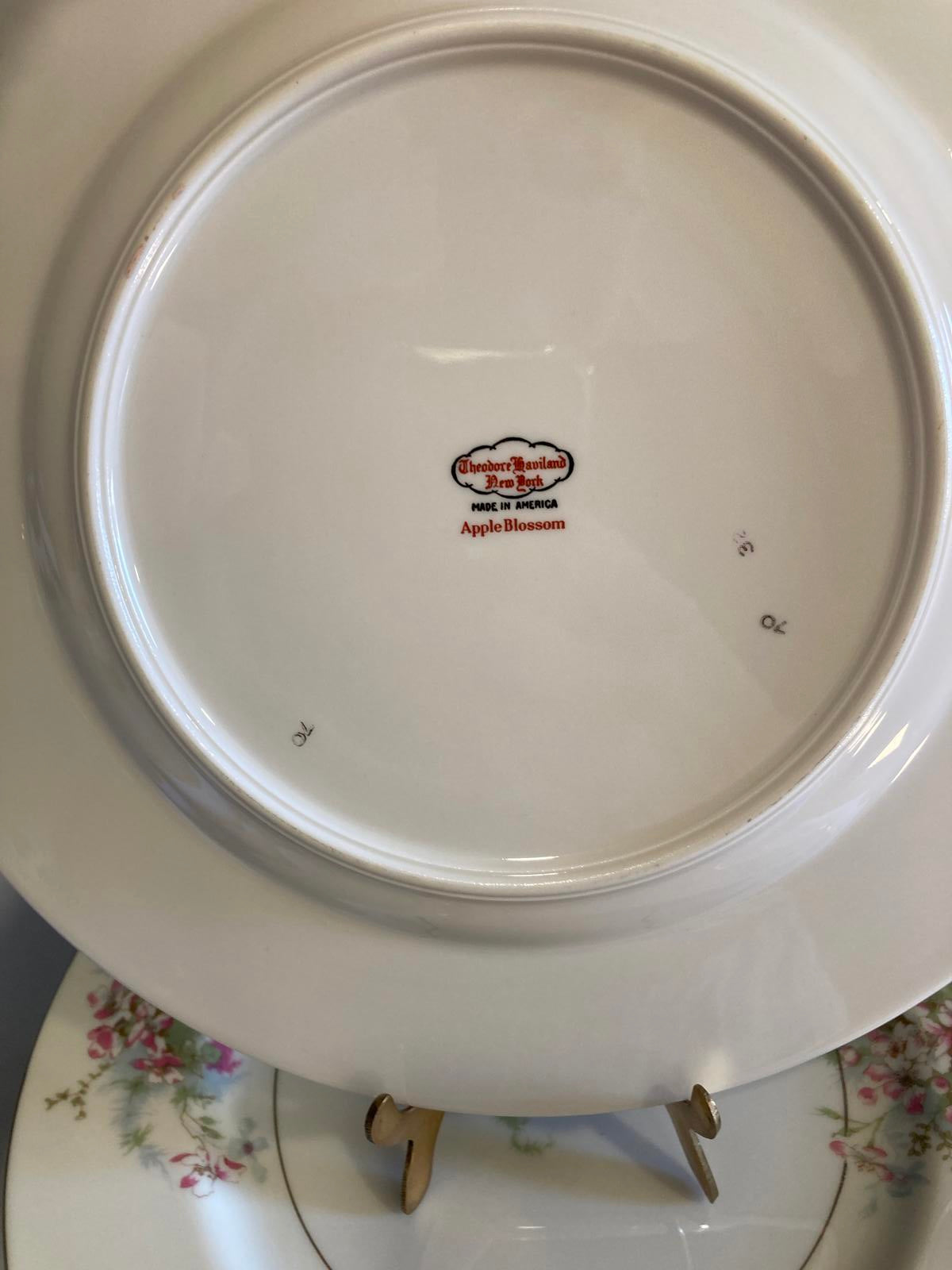 Mid-Century Theodore Haviland Dinner Plates–“Apple Blossom” Floral, Set of 12