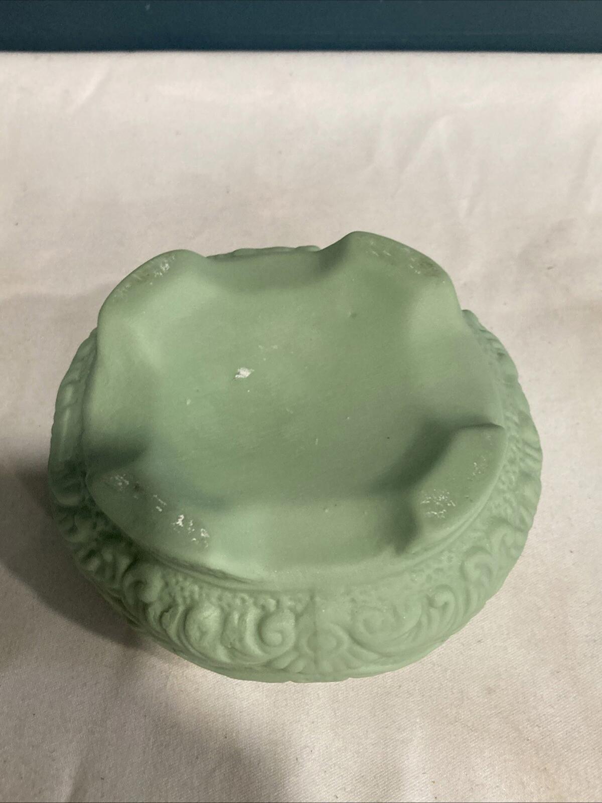 Vintage Victorian Lady Trinket Box, Sage Green & Ivory Footed Vanity Box with Roses, Shabby Chic Decor