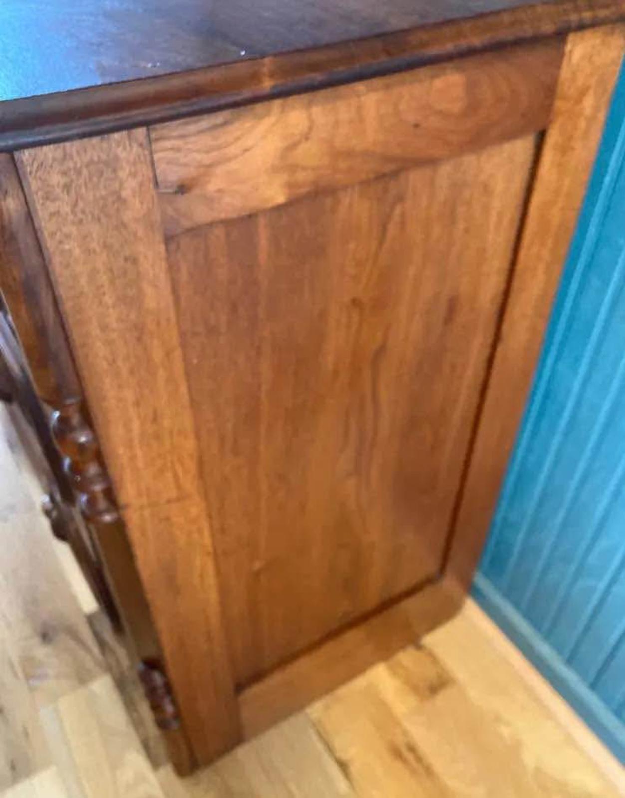 Antique Walnut Dresser with Acorn Carvings – 3 Drawer Chest
