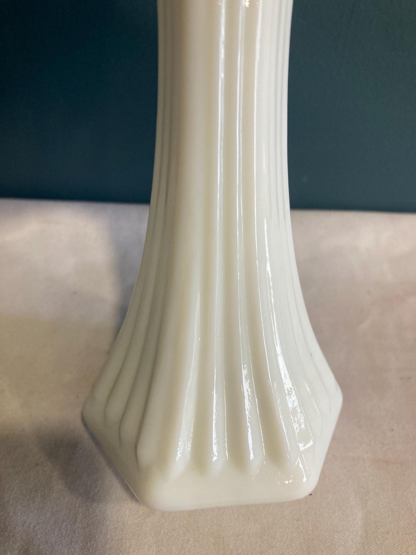 Vintage E.O. Brody Fluted Milk Glass Vase made in USA