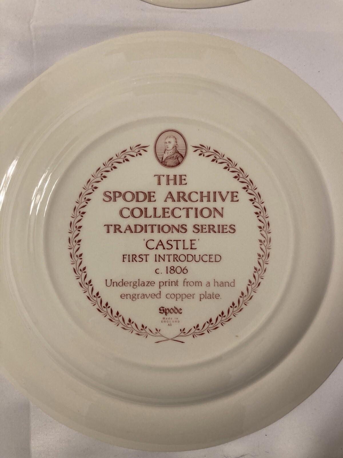 2 Vintage Spode England Red Plates Archive Collection Castle & Caramanian