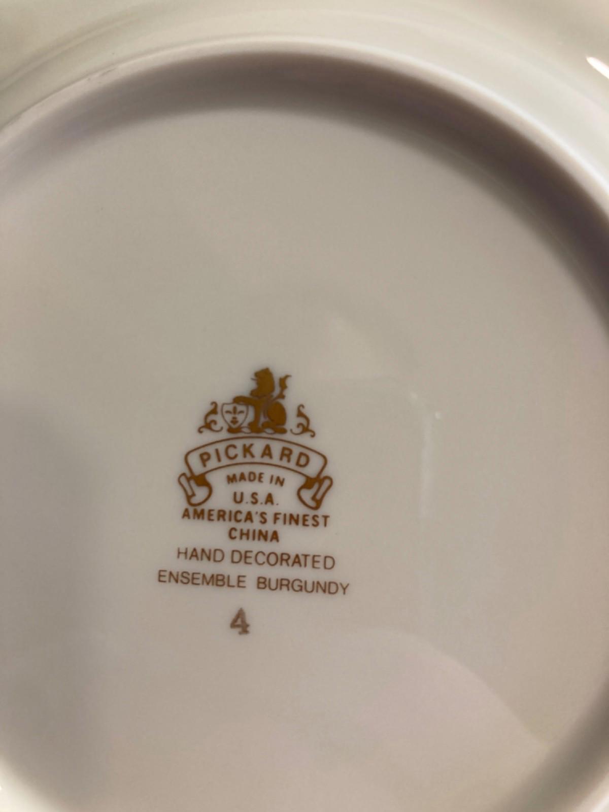 Vintage Pickard China Burgundy Ensemble 51 Pieces Made in USA