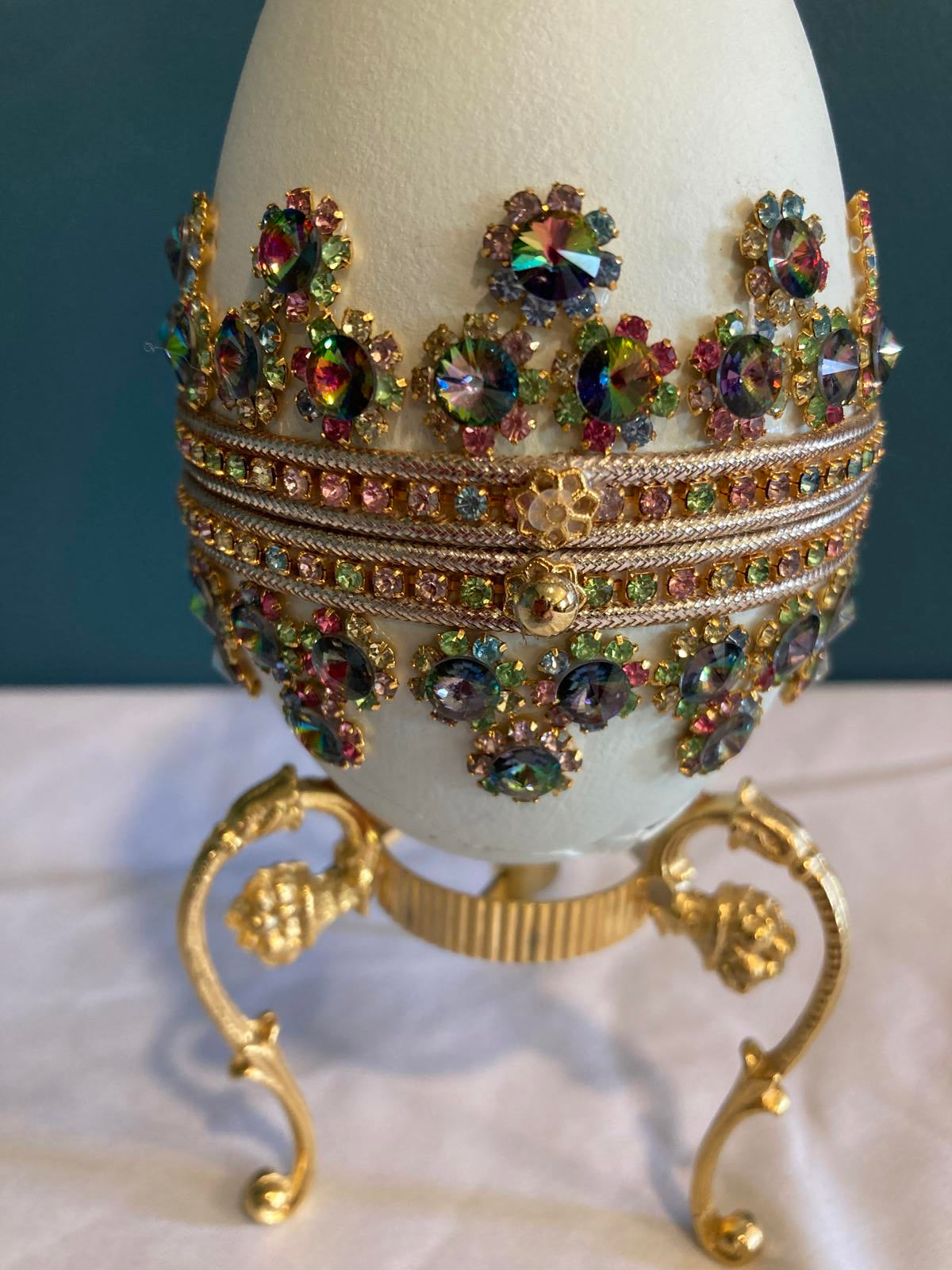Jeweled Egg Music Box with Stand – Fabergé Style – Plays “Für Elise”