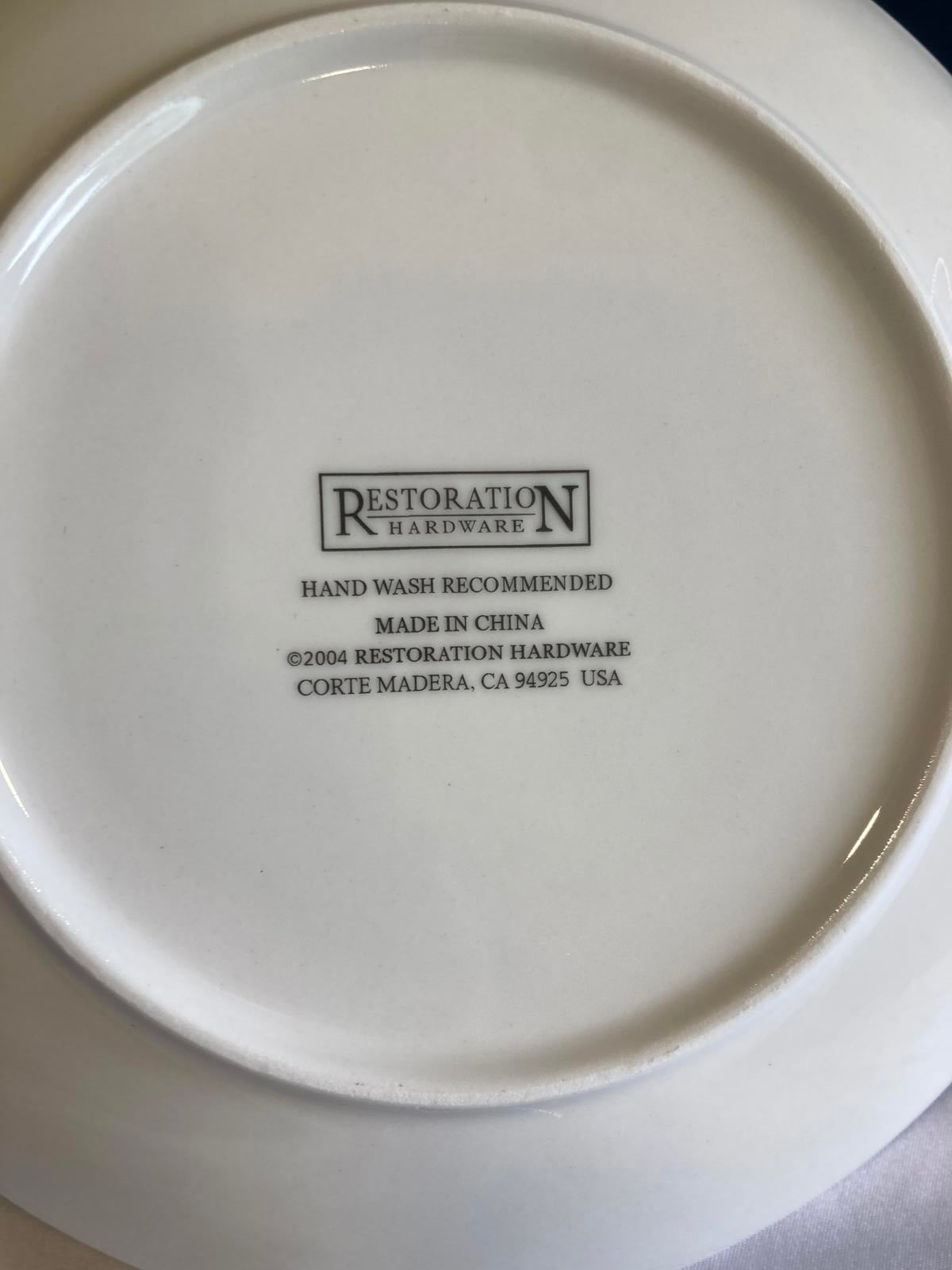 Set of 4 Restoration Hardware Noel Pear Dessert Plates Gold Script Holiday