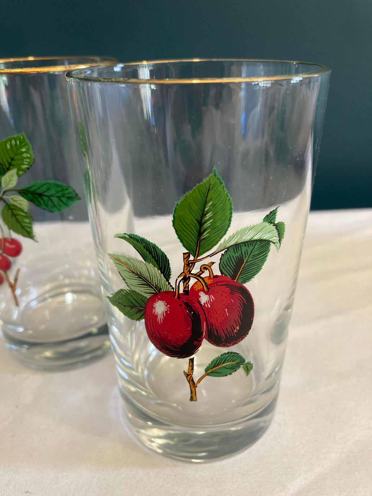 Vintage West Virginia Glass Fruit Juice Pitcher and 4 Glasses