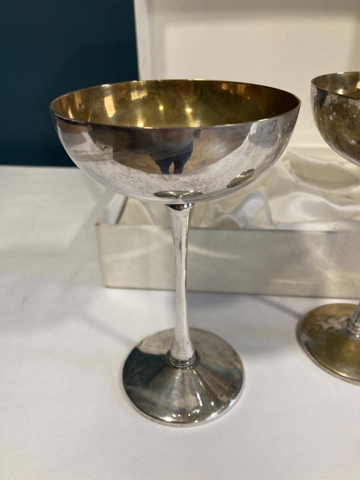 Set of 2 Leonard Italy Silver-Plated Goblets – Vintage Italian Chalices