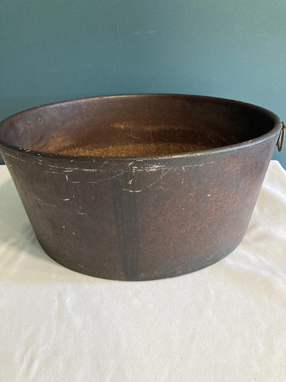 Antique Primitive 1800s Fibre Bowl with Handles – United Industrial 16” USA Made