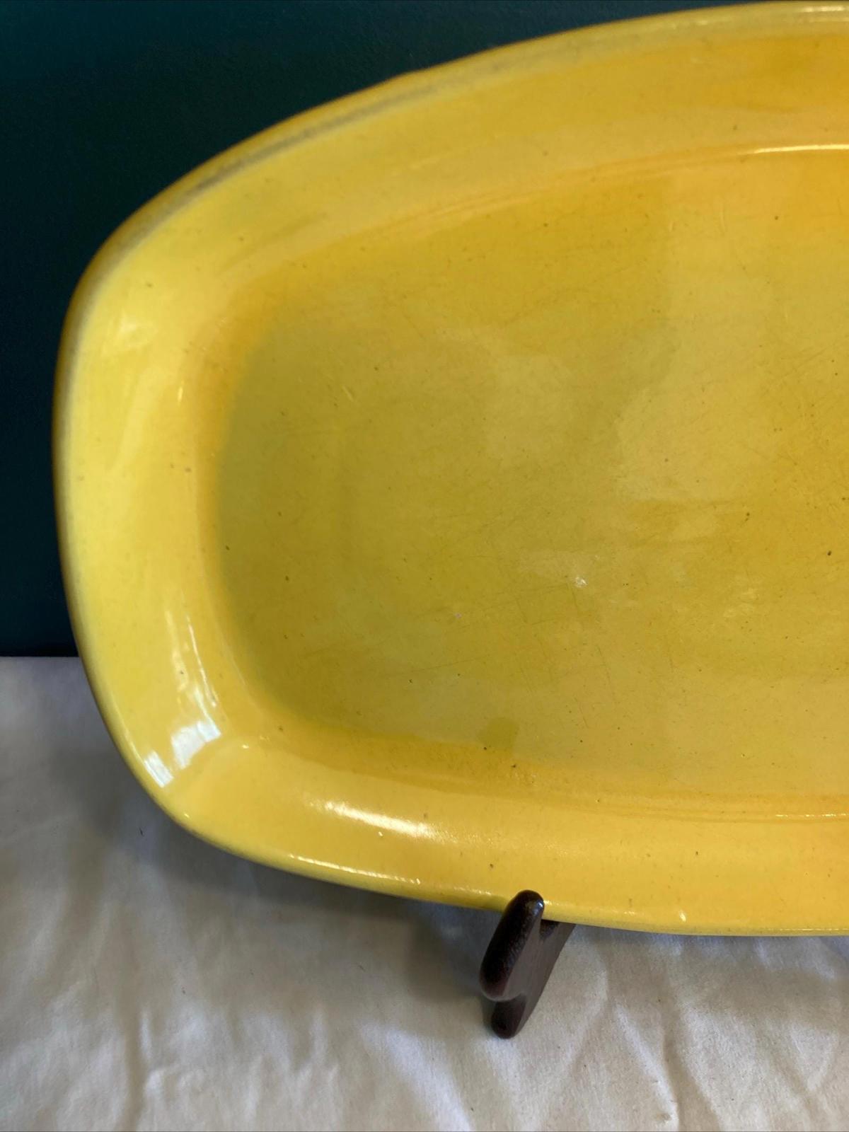 Midcentury Frankoma Pottery 13.6” Yellow Oval Platter 5QS