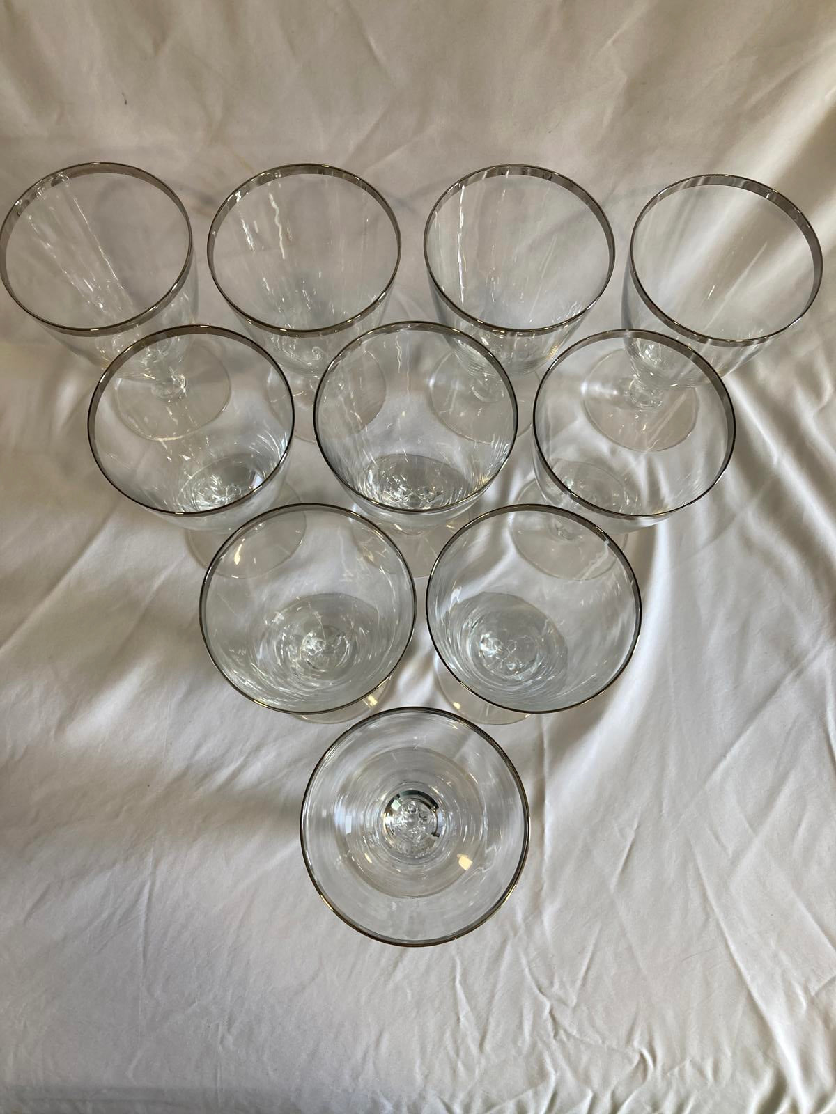 Vintage Fostoria “Wedding Ring” Platinum Rim Glasses – Set of 10