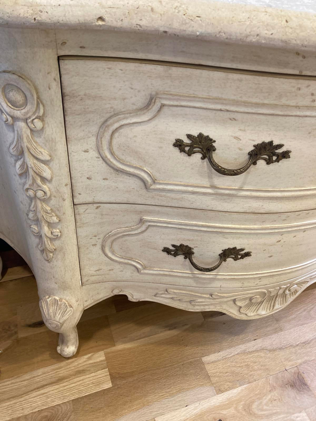 Antique Painted French Style Dresser – Elegant Curved Front Vintage Finds Chest