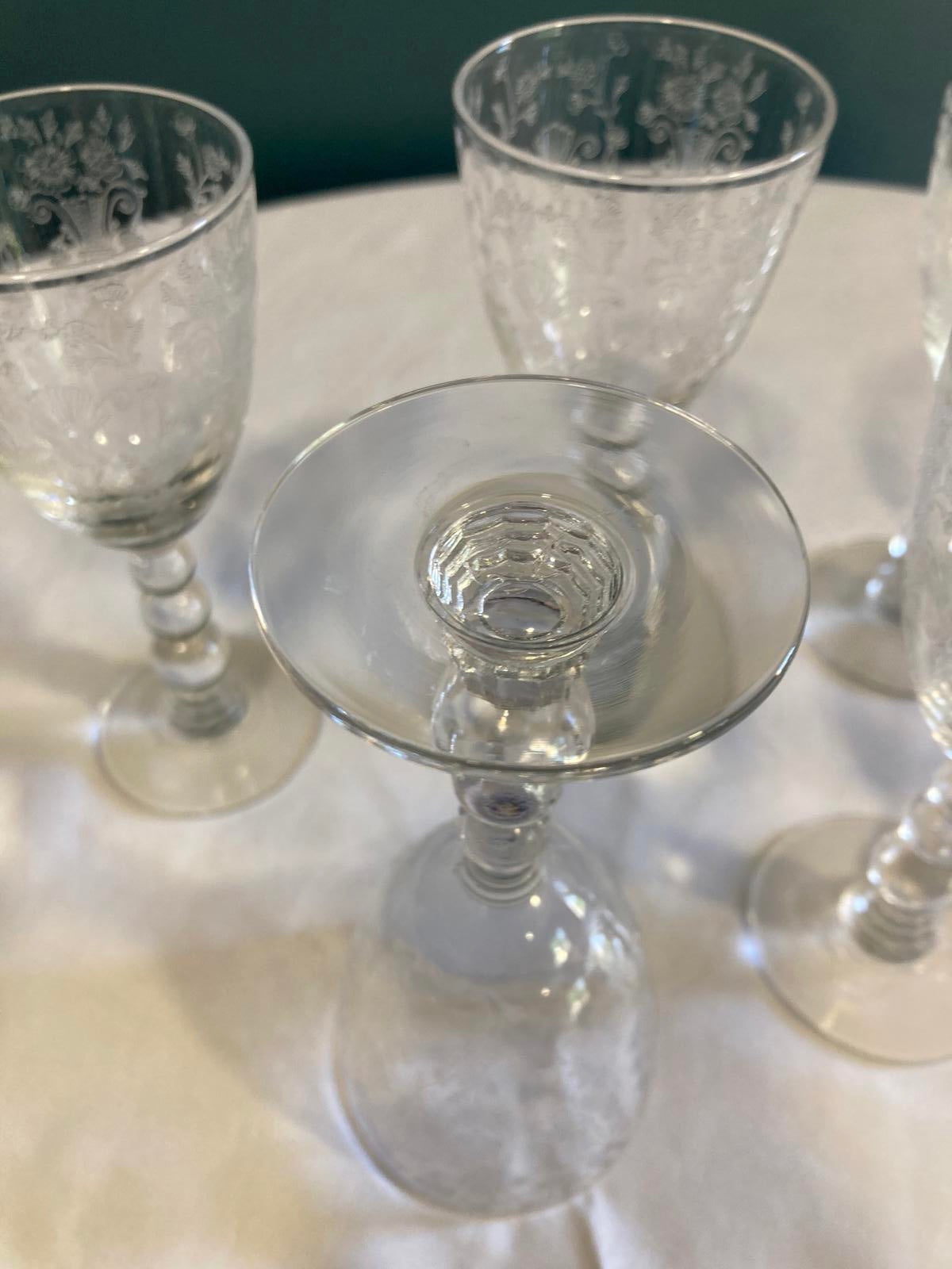 Vintage Duncan Miller First Love Etched Crystal Wine Glasses – Set of 6