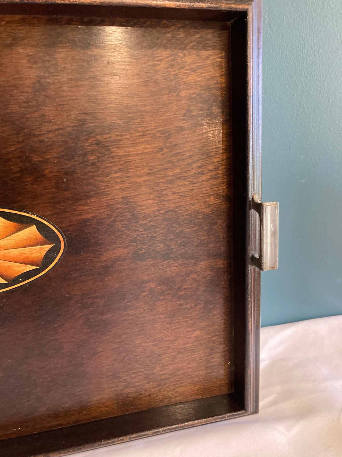 Antique Inlaid Mahogany Tray with Handles