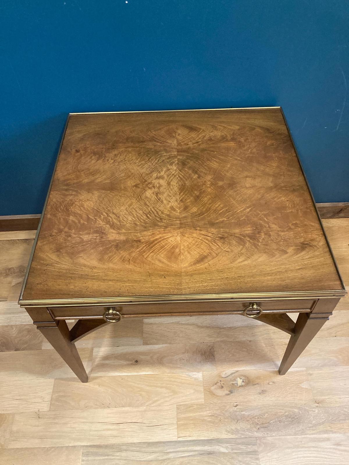 Vintage 1950s Baker Furniture Neoclassical Side Table W/Star Shelf & Brass Pulls