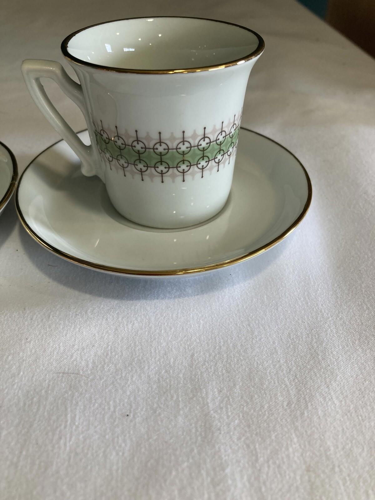 Vintage LPA Italy Demitasse Cups & Saucers – Set of 2 Espresso Cups with Gold Trim