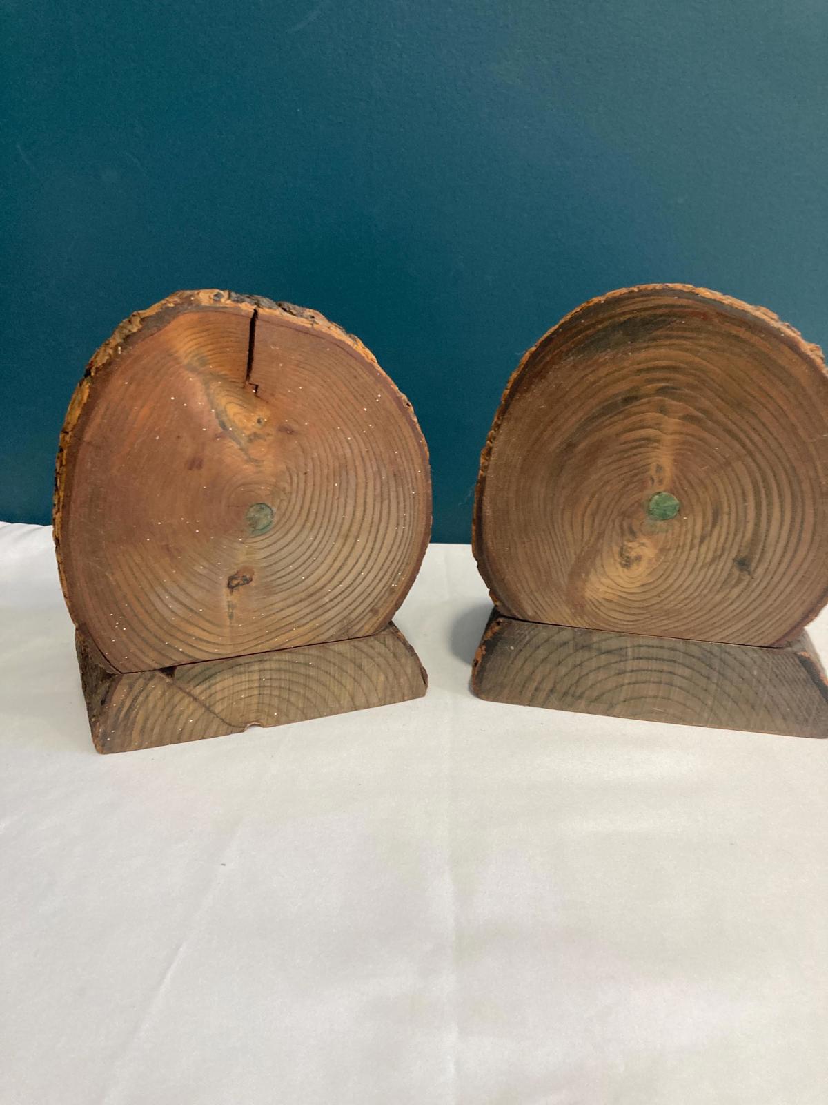 Antique Native American Live Edge Wood Bookends, set of 2