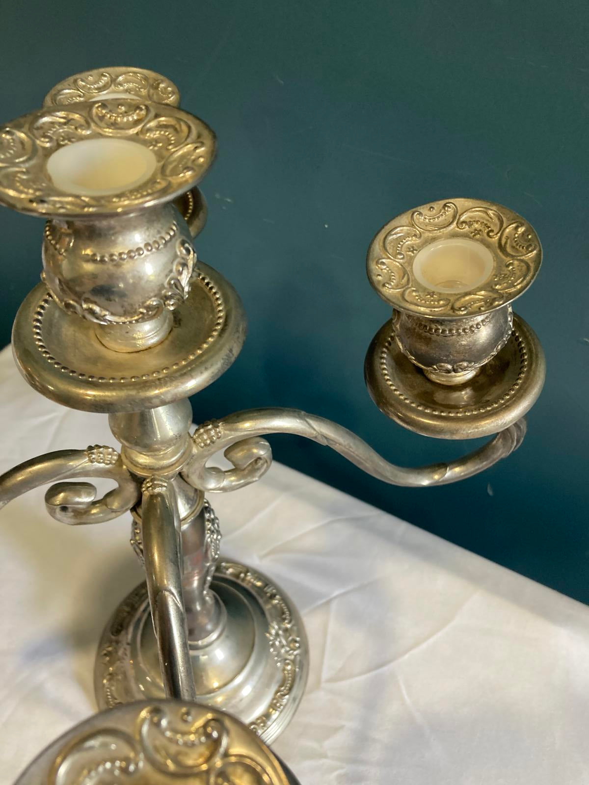 Vintage Ornate Godinger GSA Silverplate 5-Arm Candelabra