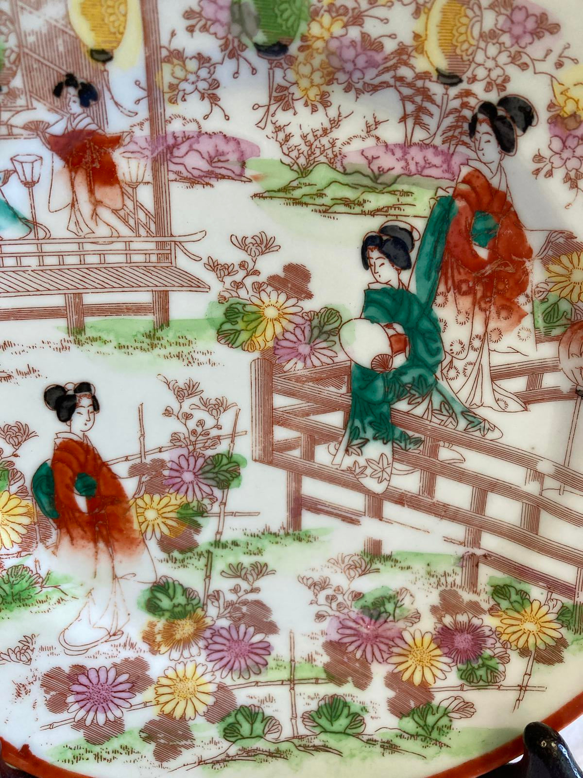 Hand-Painted Japanese Geisha Scene Plate – Vintage Finds