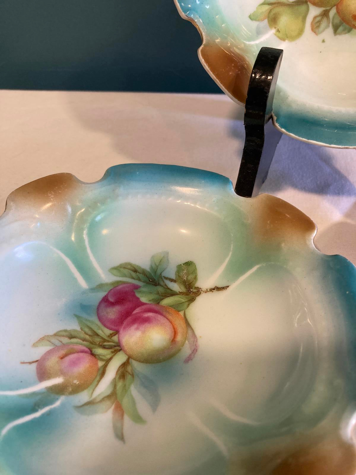 Set of 3 Antique Fruit Motif Porcelain Dishes – Hand Painted Bavaria