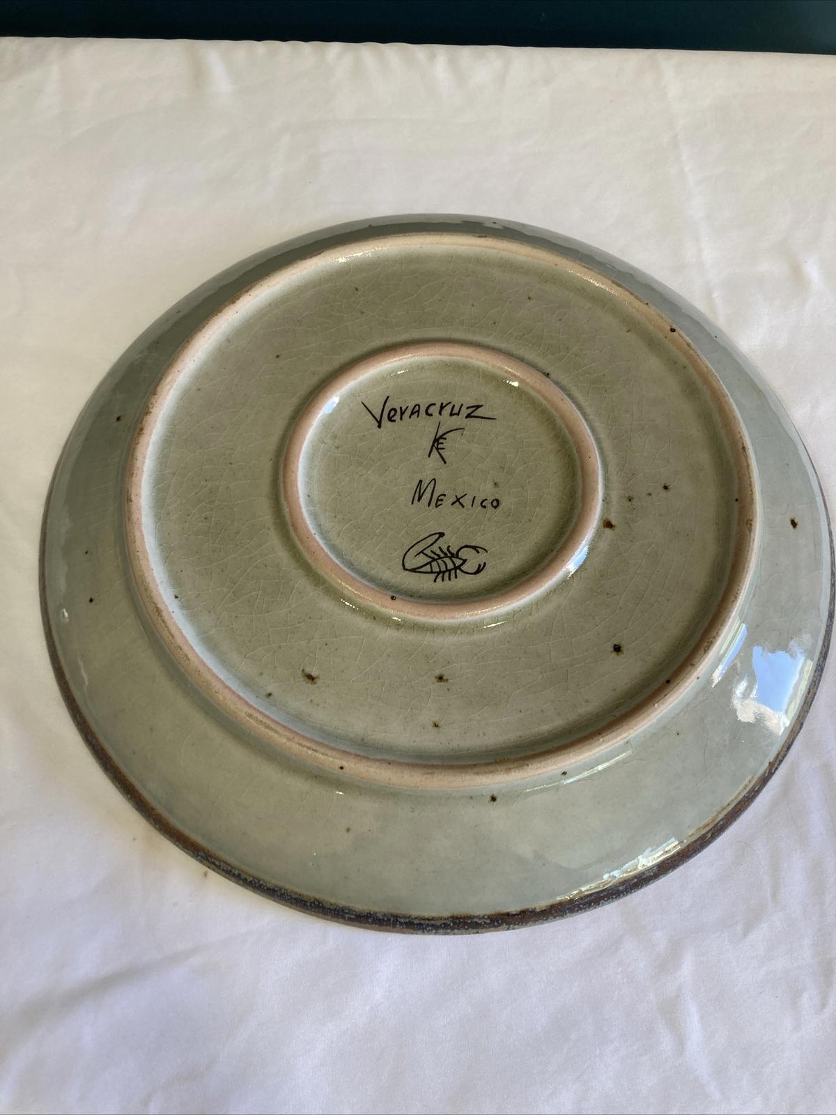 Vintage Ken Edwards Tonala Pottery Plate – Hand-Painted Vera Cruz Flowers – 11"