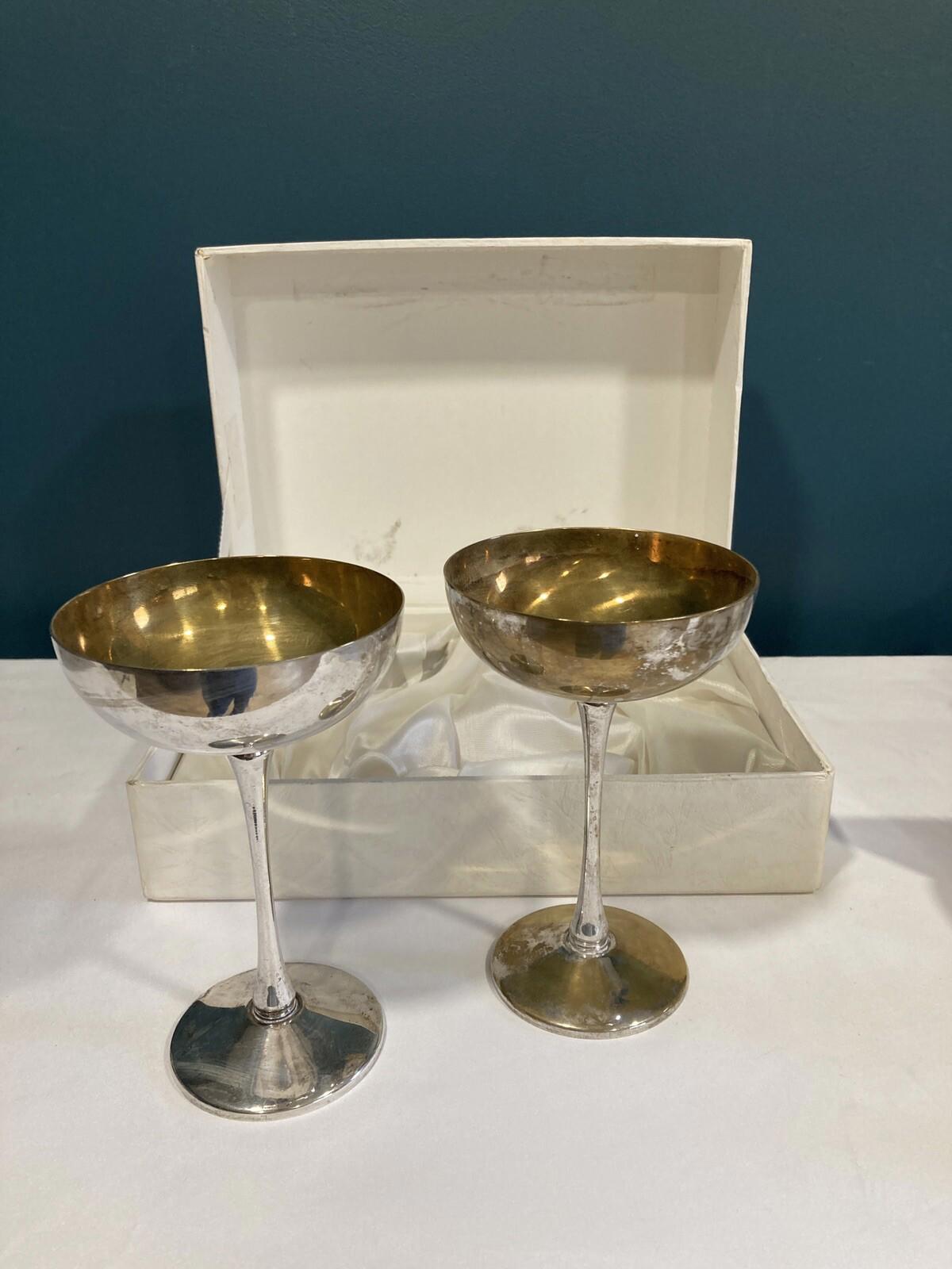 Set of 2 Leonard Italy Silver-Plated Goblets – Vintage Italian Chalices