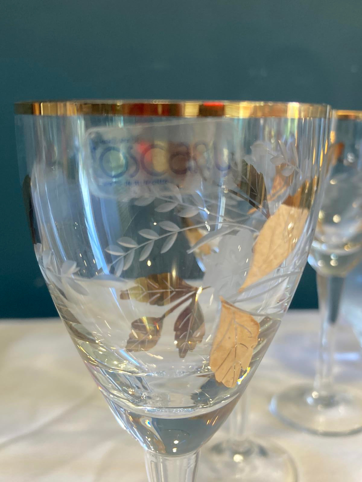 Toscany Gold Leaf Wine Glasses & Pitcher Set – 7 Pc Vintage Finds