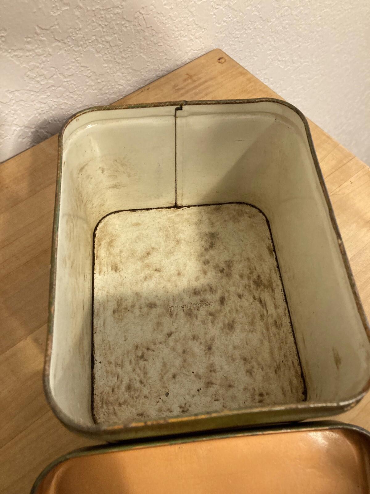 Vintage Mid-Century Olive Green Maid of Honor Tins Canister Retro Storage