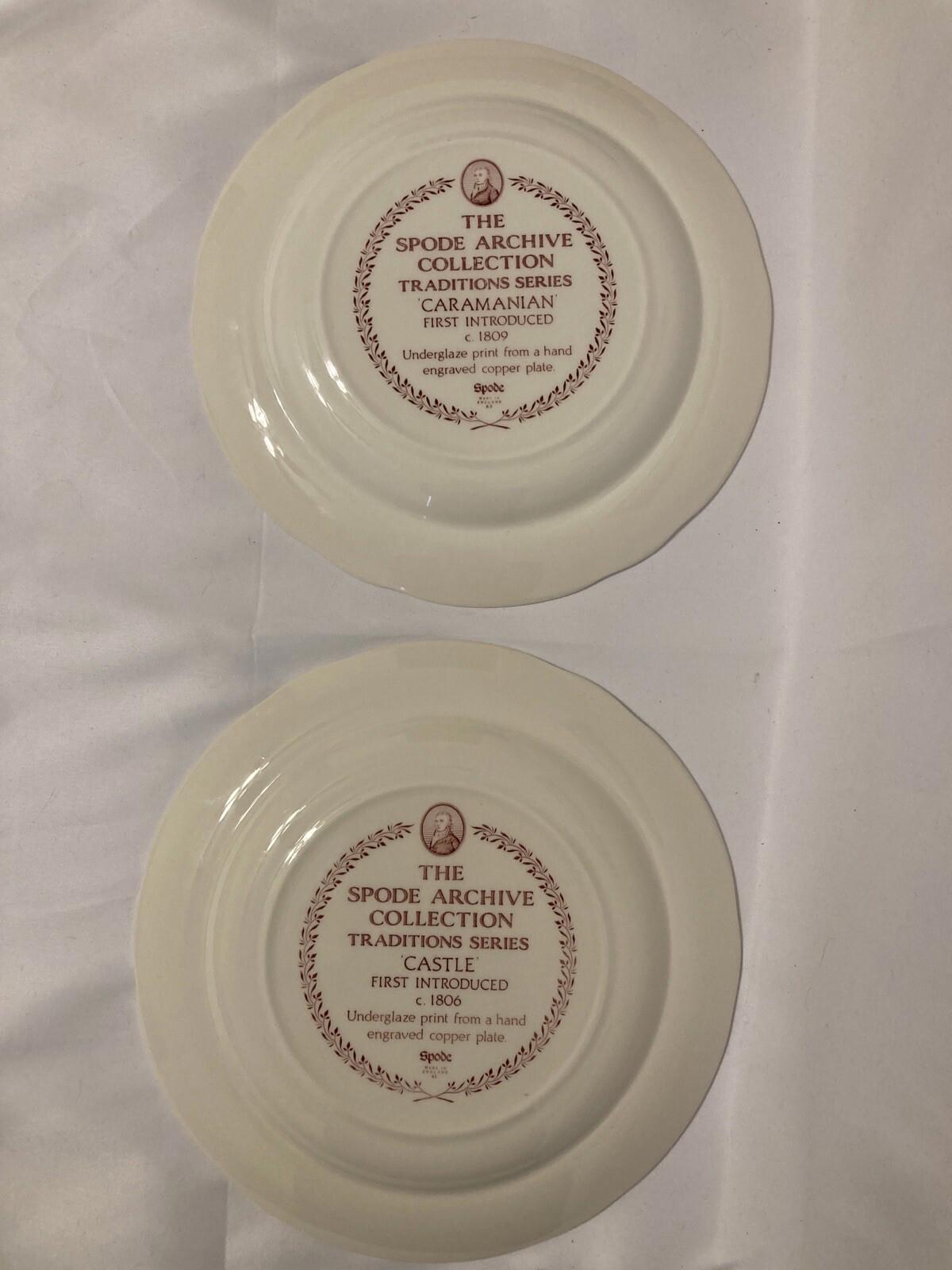 2 Vintage Spode England Red Plates Archive Collection Castle & Caramanian