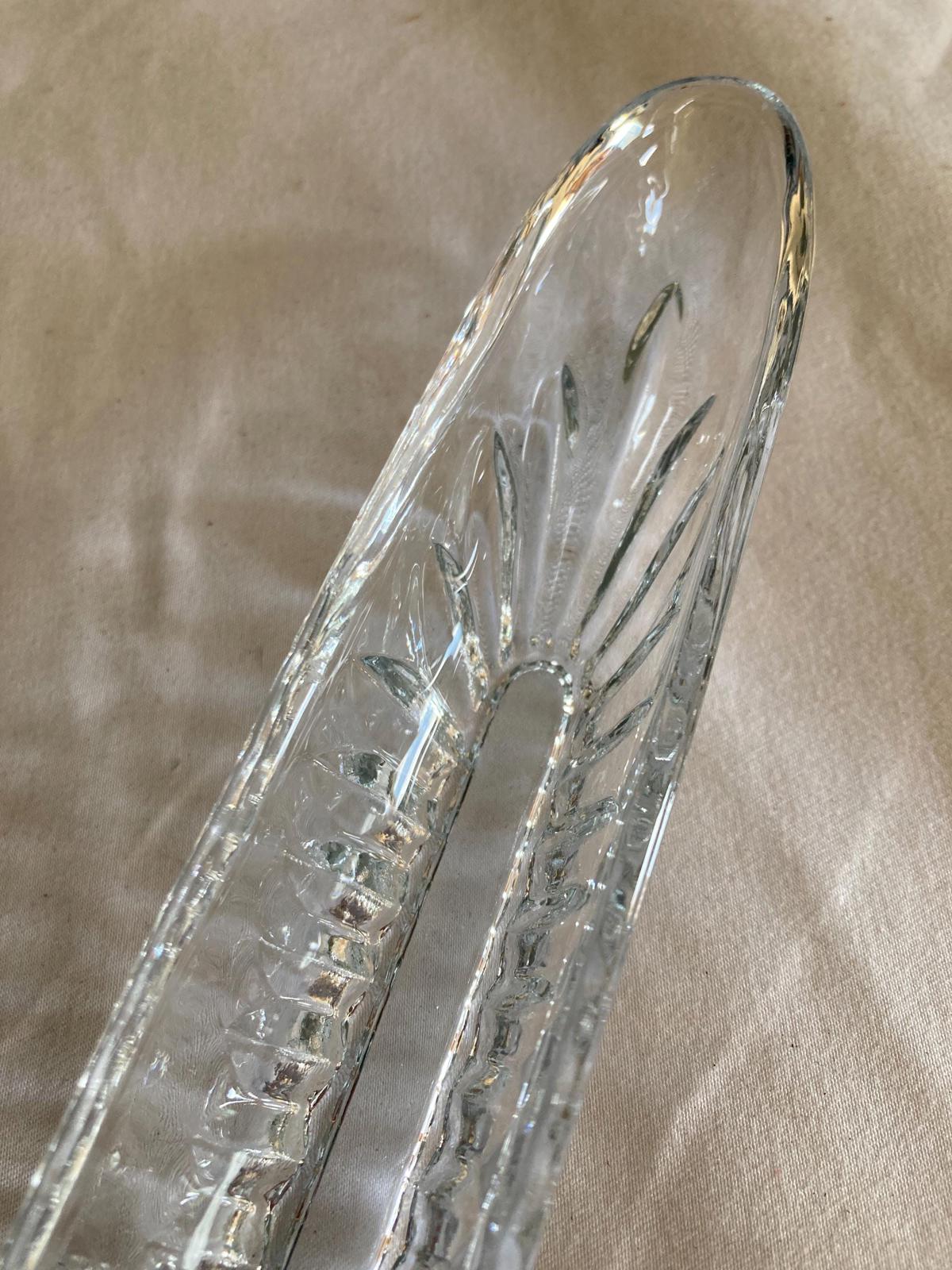 Midcentury Cut Glass Olive Dish 15.75”