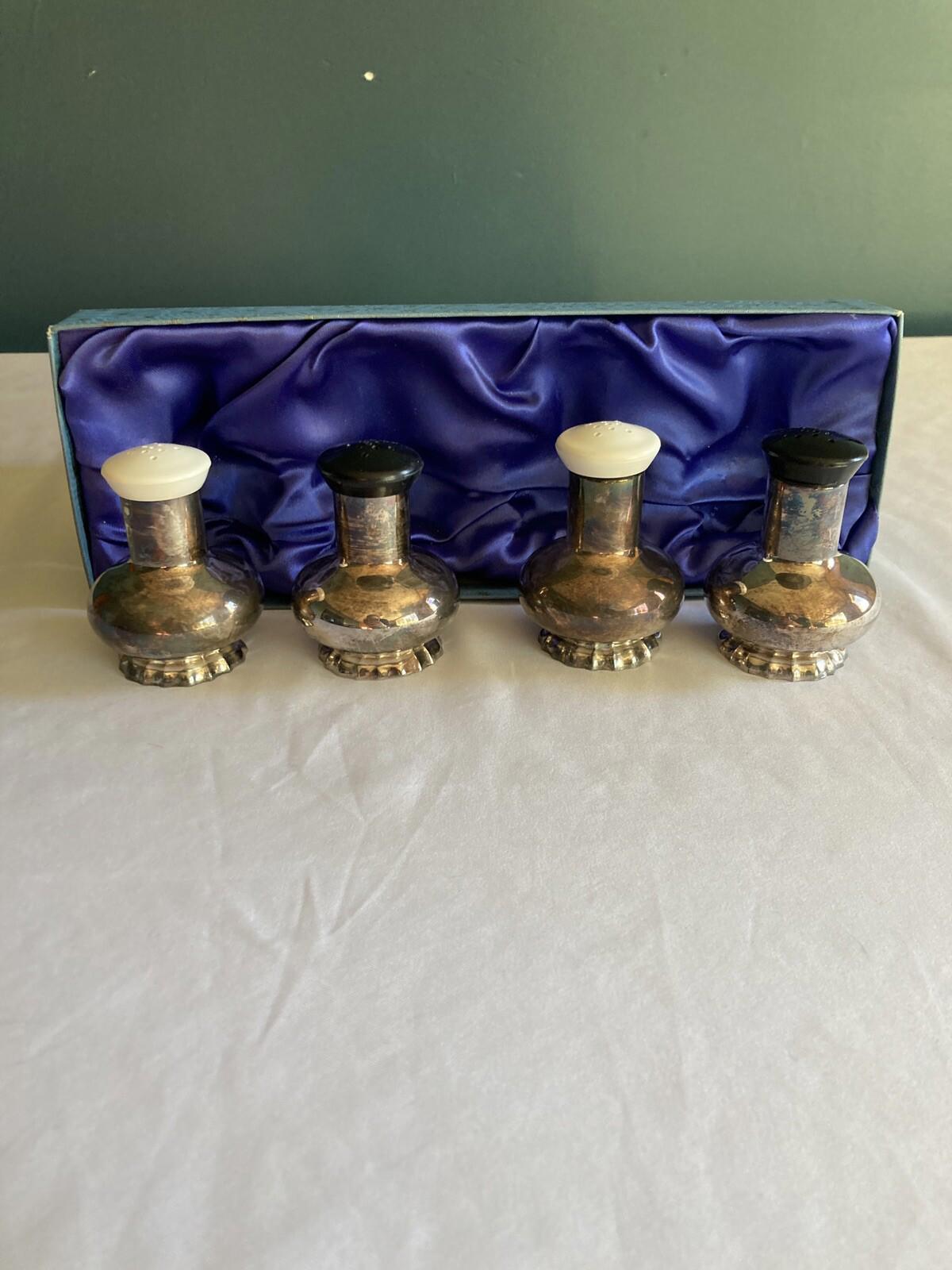 International Silver Co 6364 Silverplate Salt & Pepper shakers, 2 sets With Box