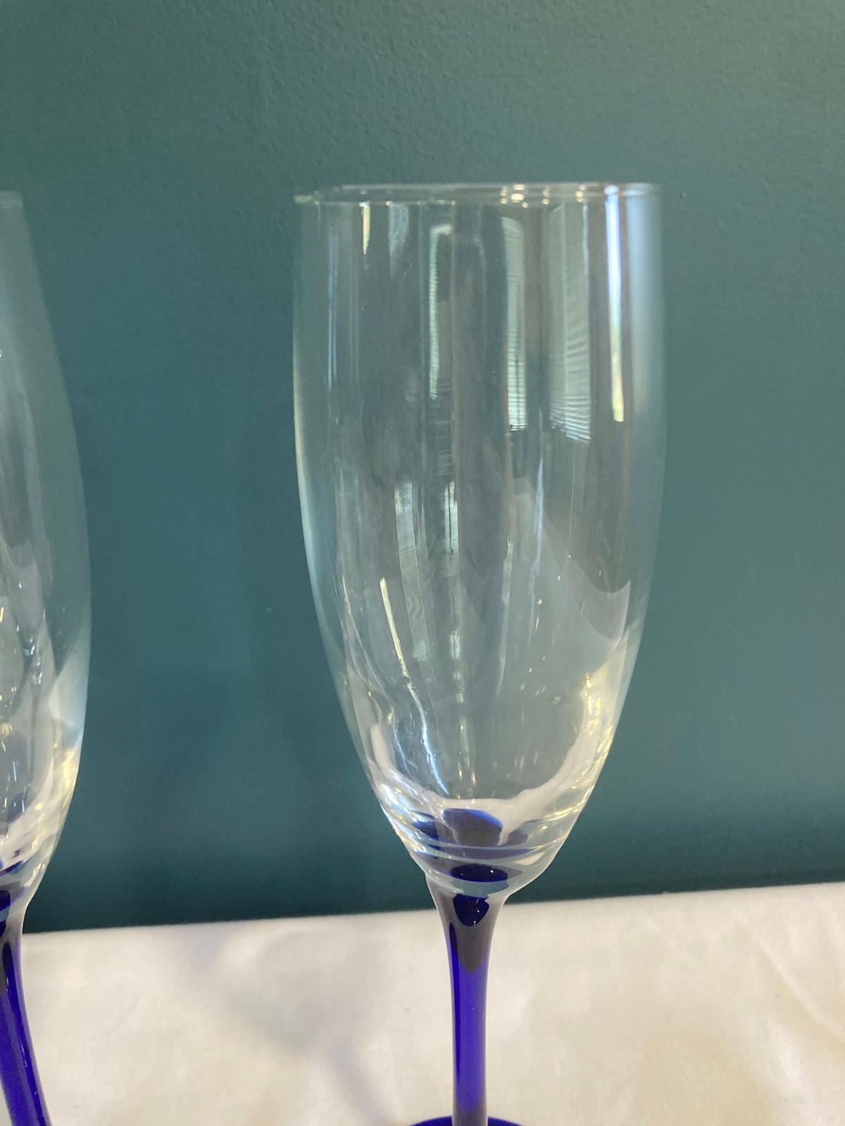 Vintage Cobalt Blue Champagne Glasses, Set of 2