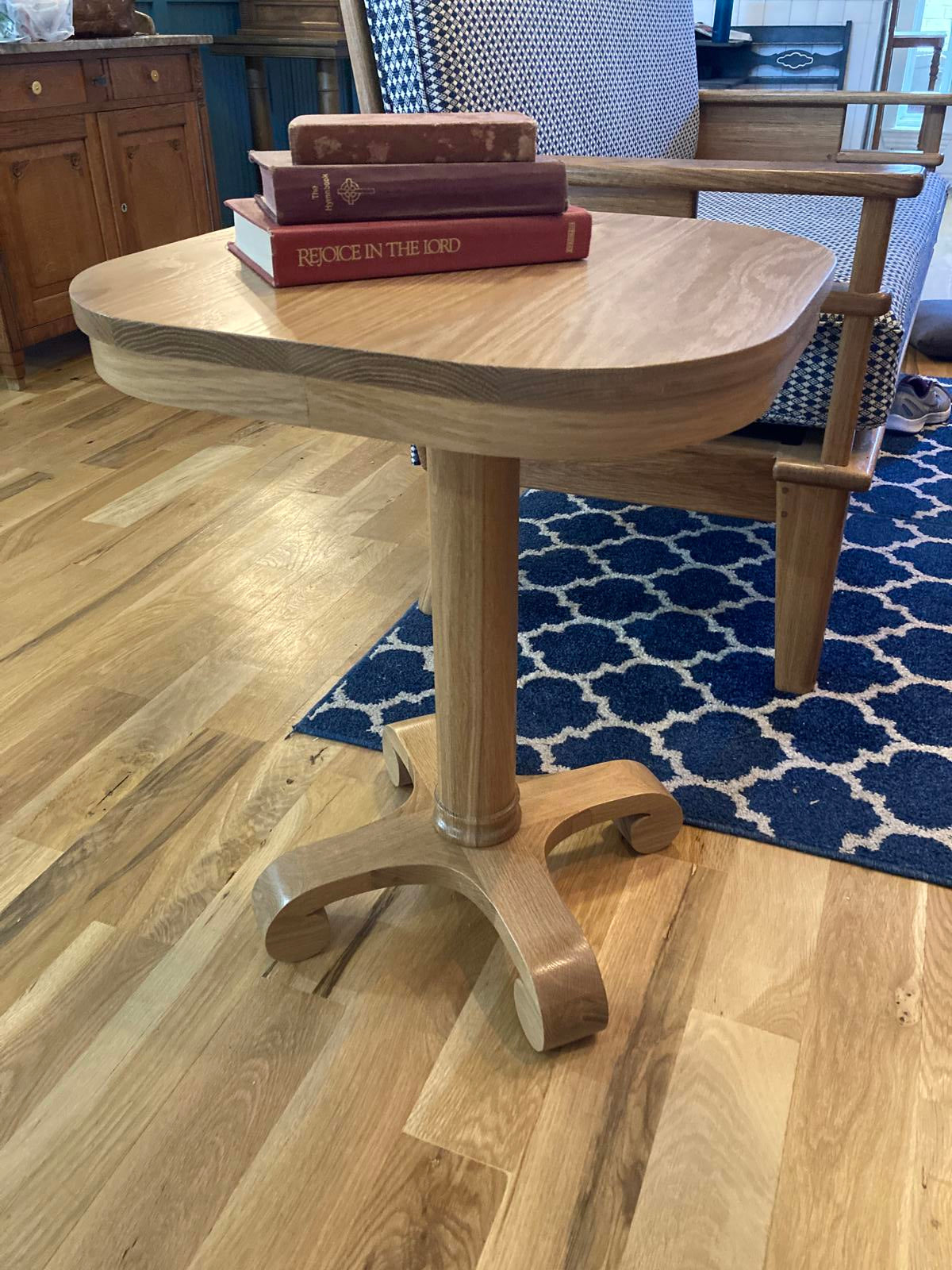 Custom Handmade Oak Pedestal Side Table